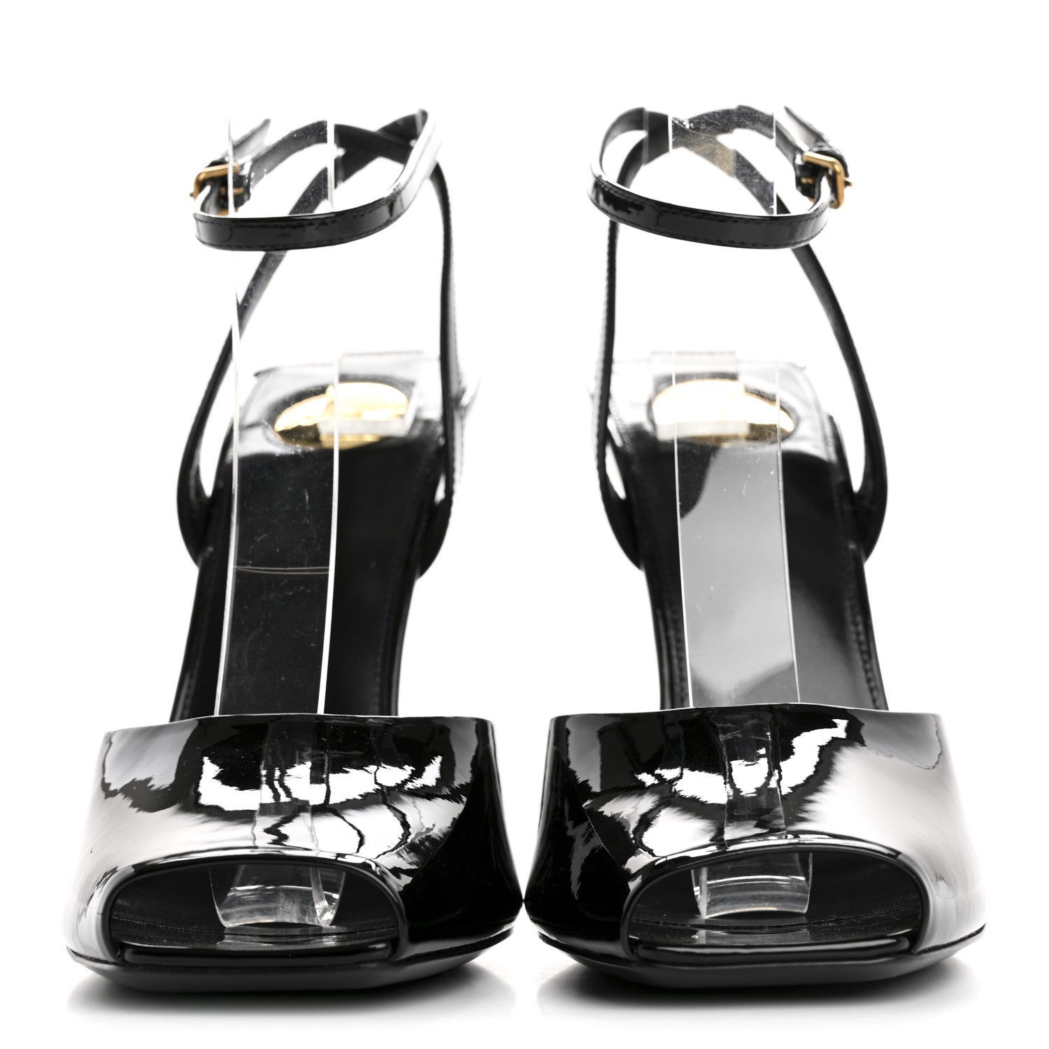 Saint Laurent Patent Calfskin La Scandale 110 Sandals 38.5 Black 3 of 10