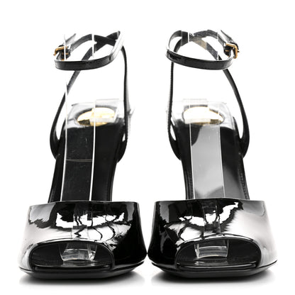 Saint Laurent Patent Calfskin La Scandale 110 Sandals 38.5 Black 3 of 10