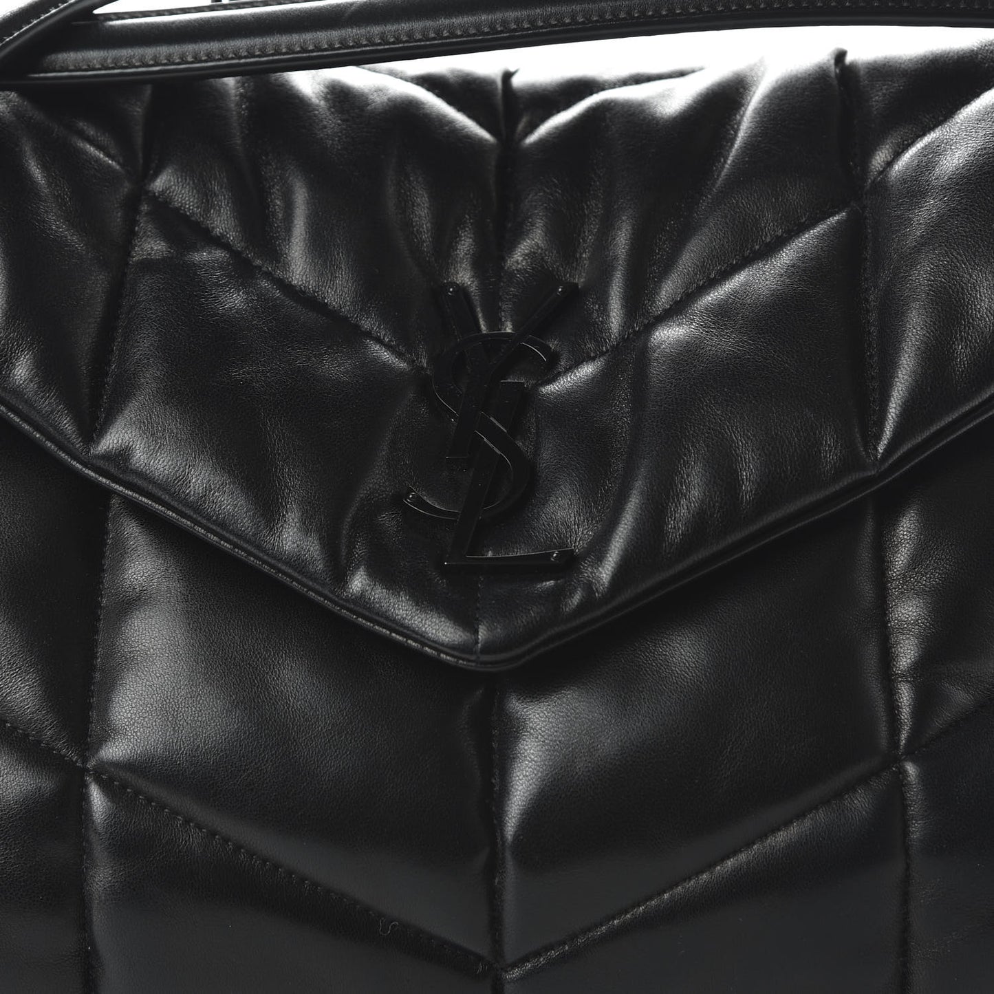 Lambskin Quilted Medium Loulou Puffer Monogram Chain Satchel Black