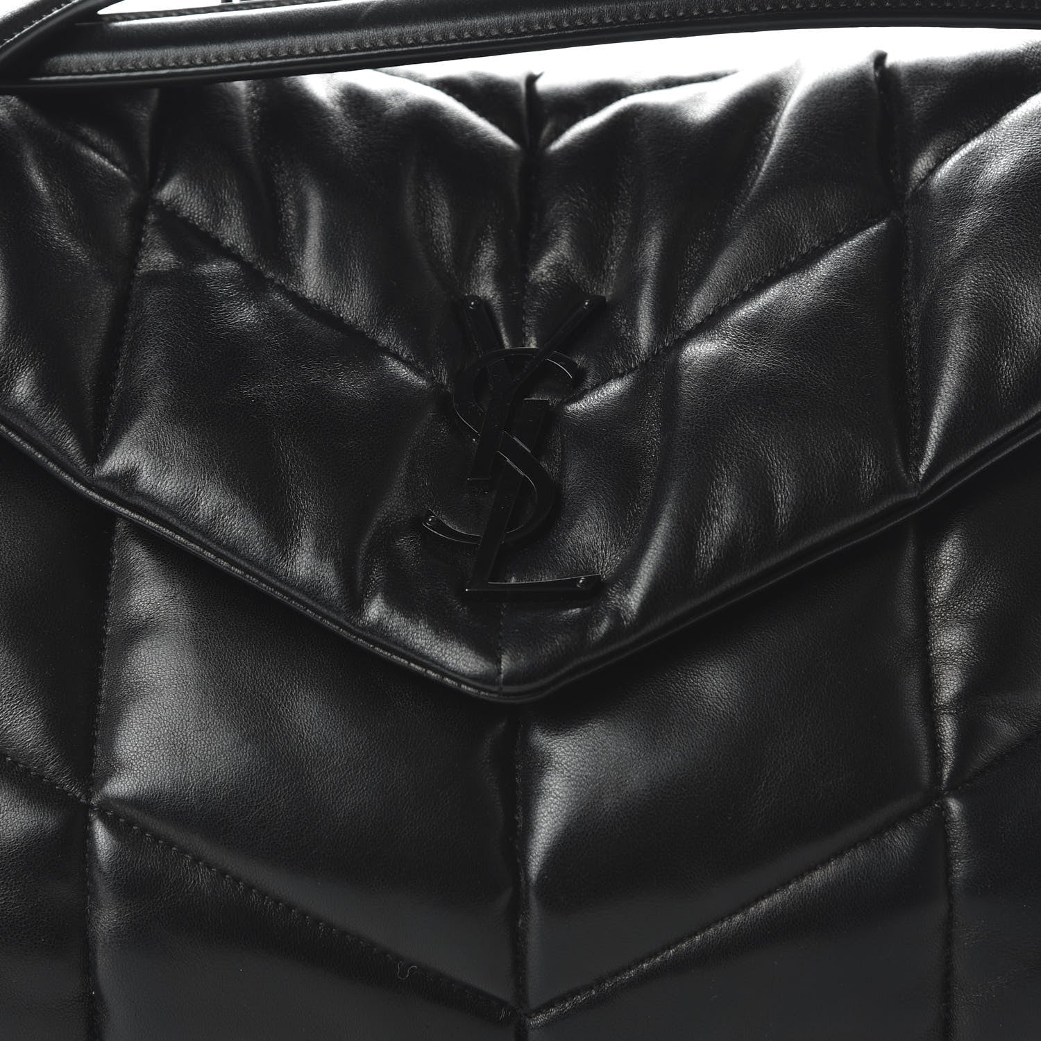 Saint Laurent Lambskin Quilted Medium Loulou Puffer Monogram Chain Satchel Black 9 of 9