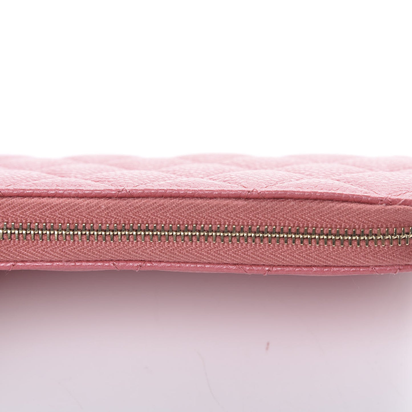 Iridescent Caviar Quilted Medium Zip Around Wallet Pink