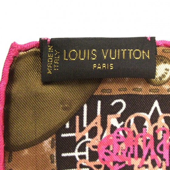 Louis Vuitton Monogram Map Square 100% silk Scarf Cassis 4 of 5