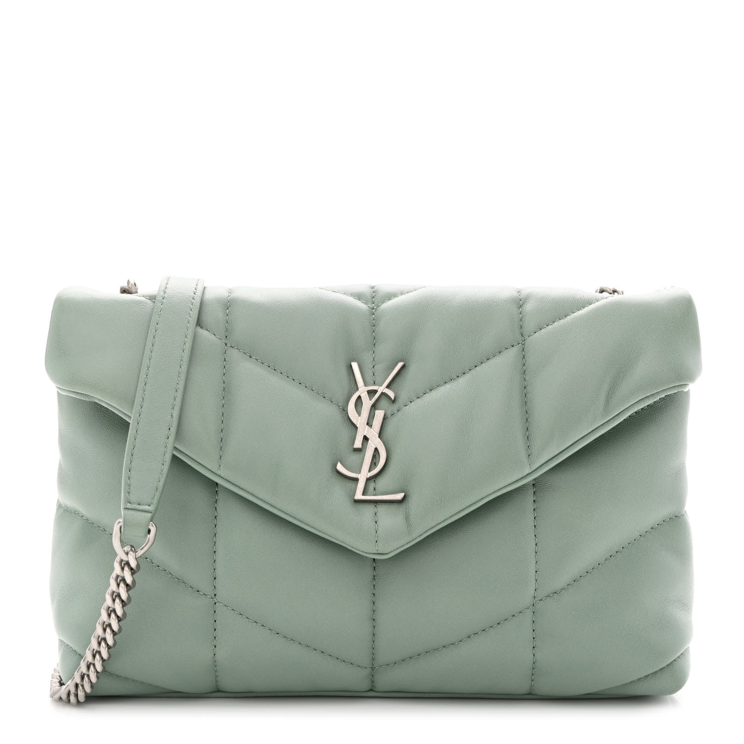 Saint Laurent Lambskin Quilted Toy Loulou Puffer Monogram Chain Satchel Mint 1 of 9