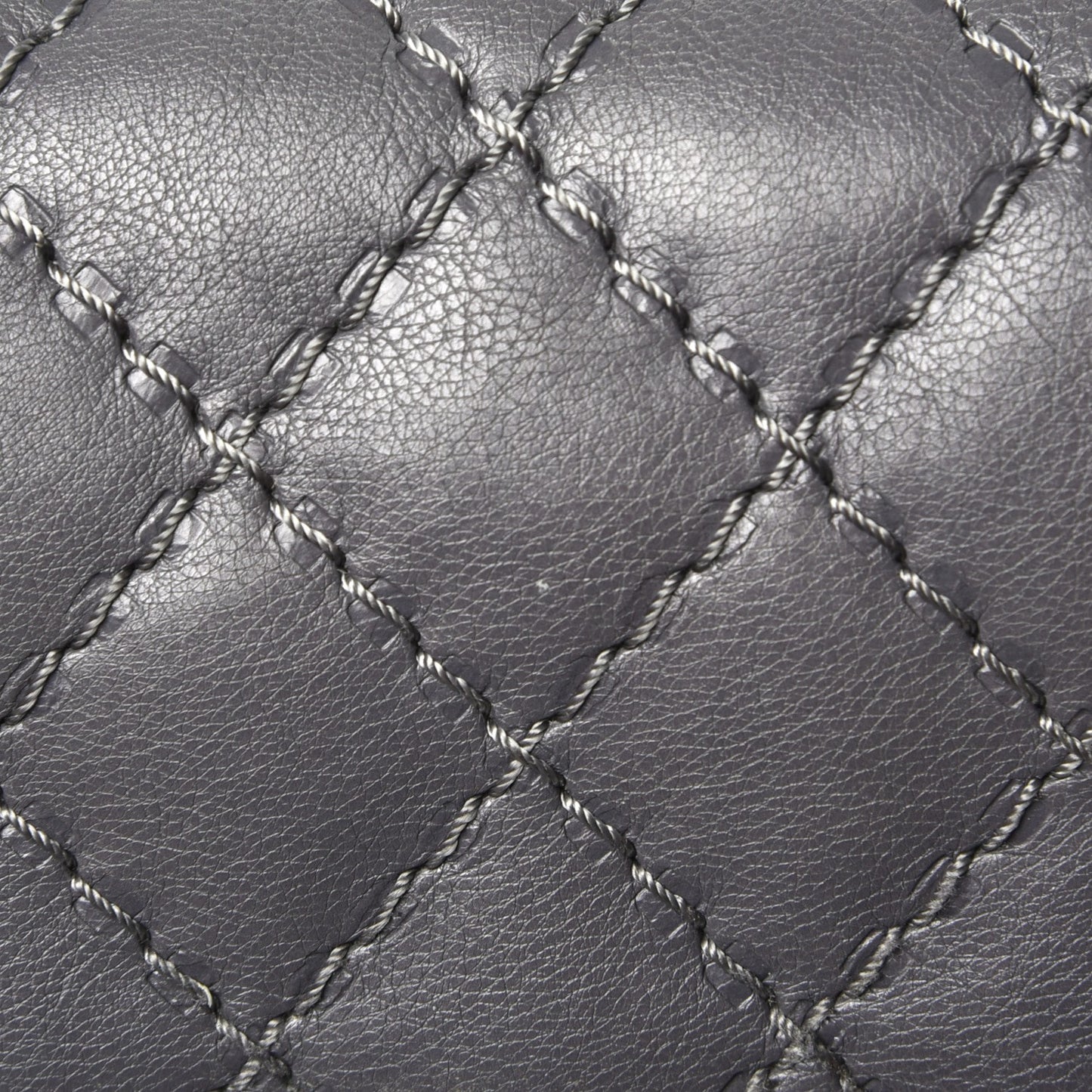 Calfskin Double Stitch Medium Boy Flap Grey