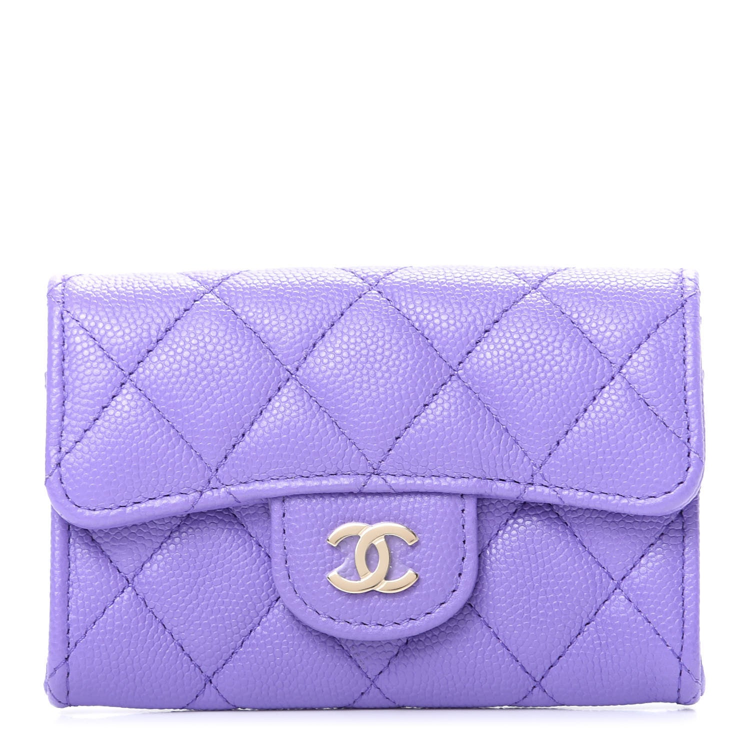 Chanel Caviar Quilted Flap Card Holder Wallet Purple 1 of 9