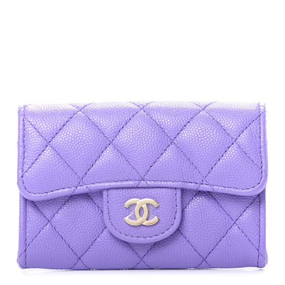 Chanel Caviar Quilted Flap Card Holder Wallet Purple 1 of 9