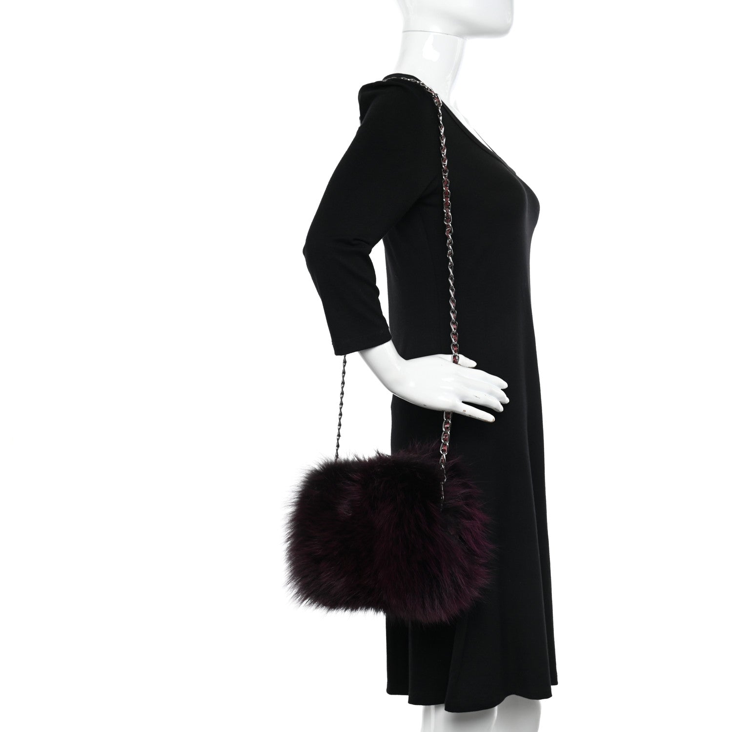 Prada Fox Fur Snakeskin Chain Bag 2 of 11