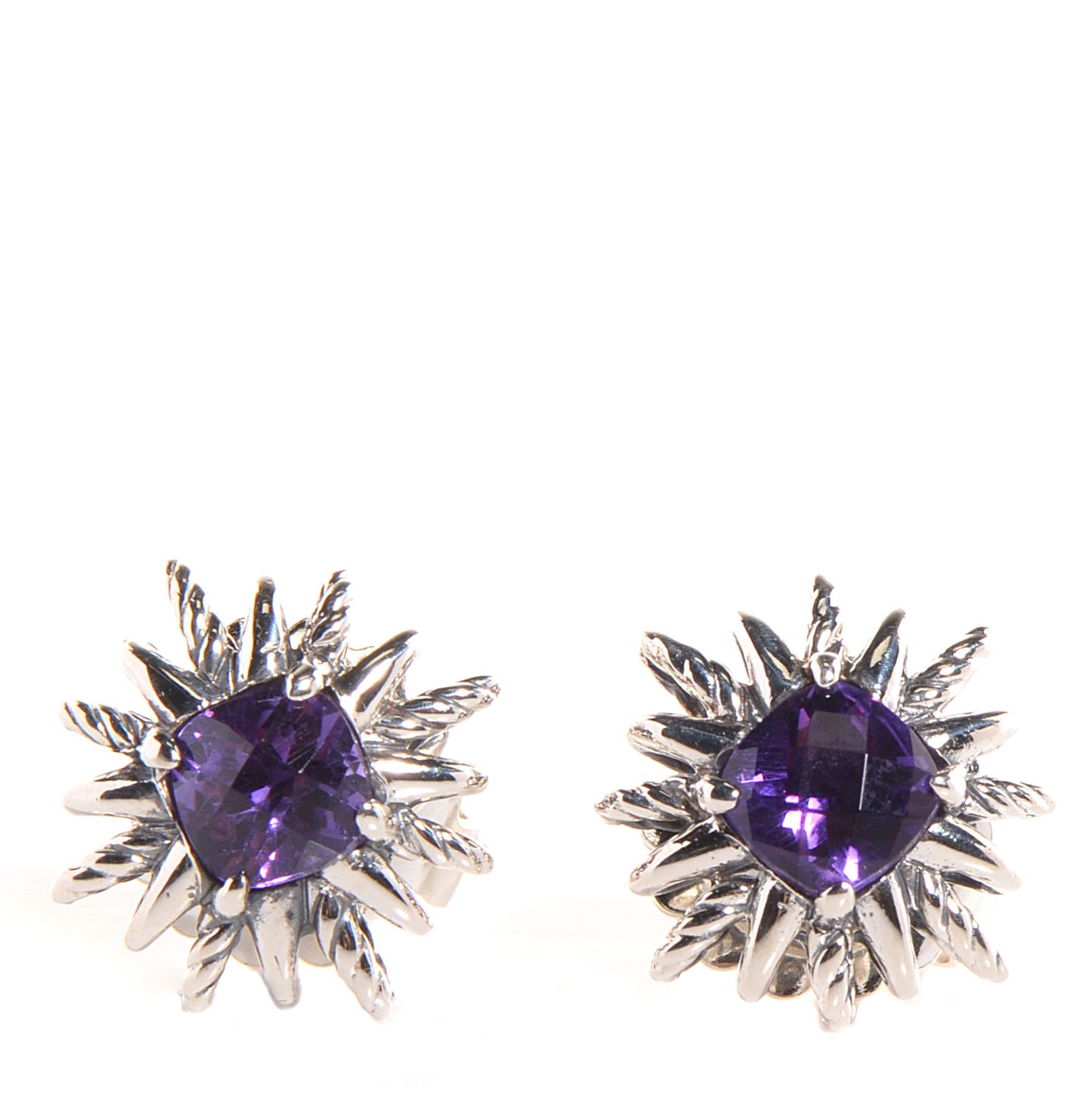 Sterling Silver Amethyst 5mm Starburst Stud Earrings