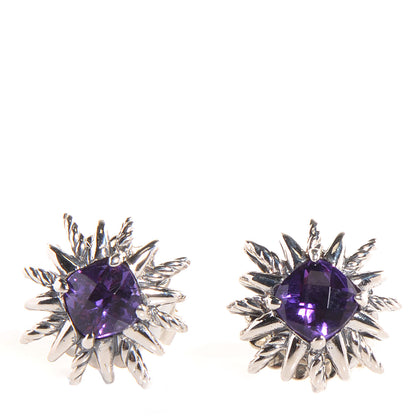 David Yurman Sterling Silver Amethyst 5mm Starburst Stud Earrings 1 of 6