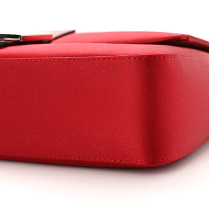 Fendi Satin Karung Crystal Baguette Rosso Scuro 10 of 11