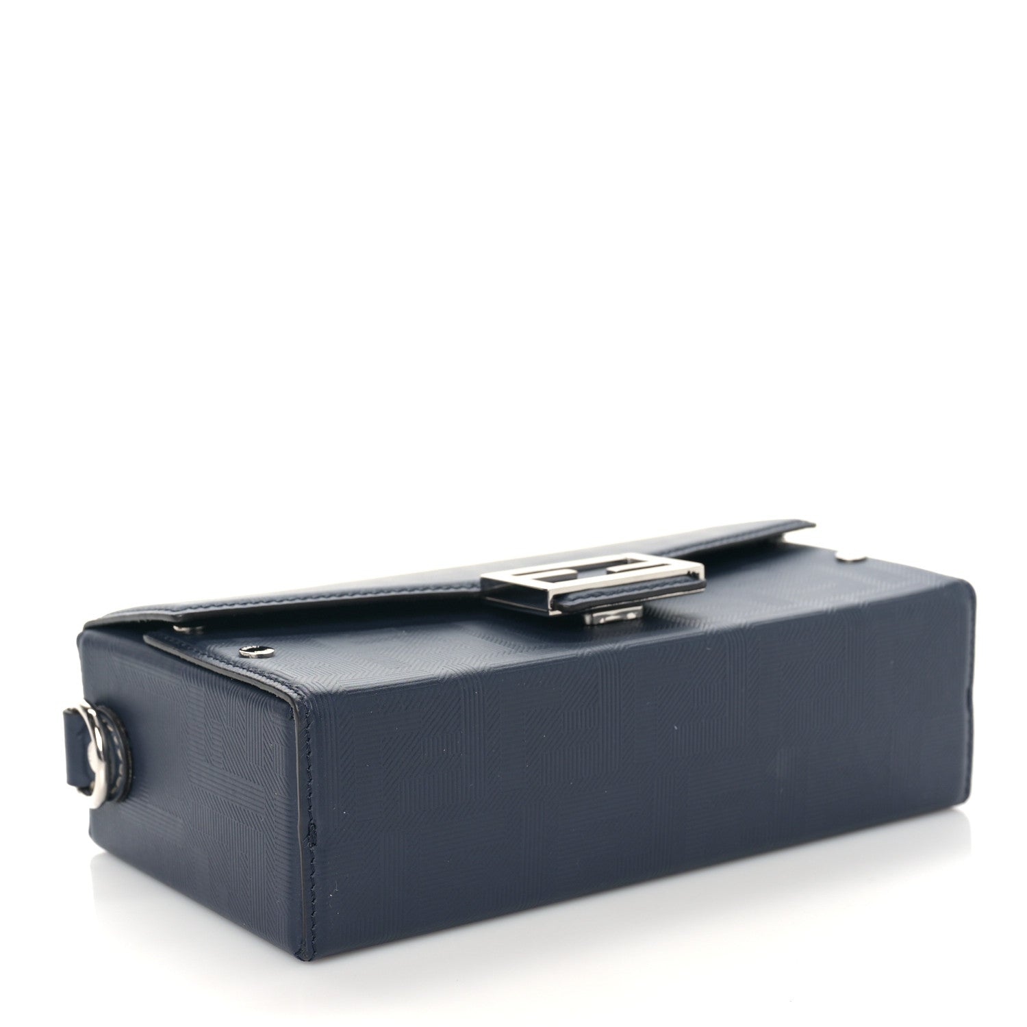 Fendi Vitello King FF Lines Embossed Baguette Soft Trunk Midnight 3 of 7