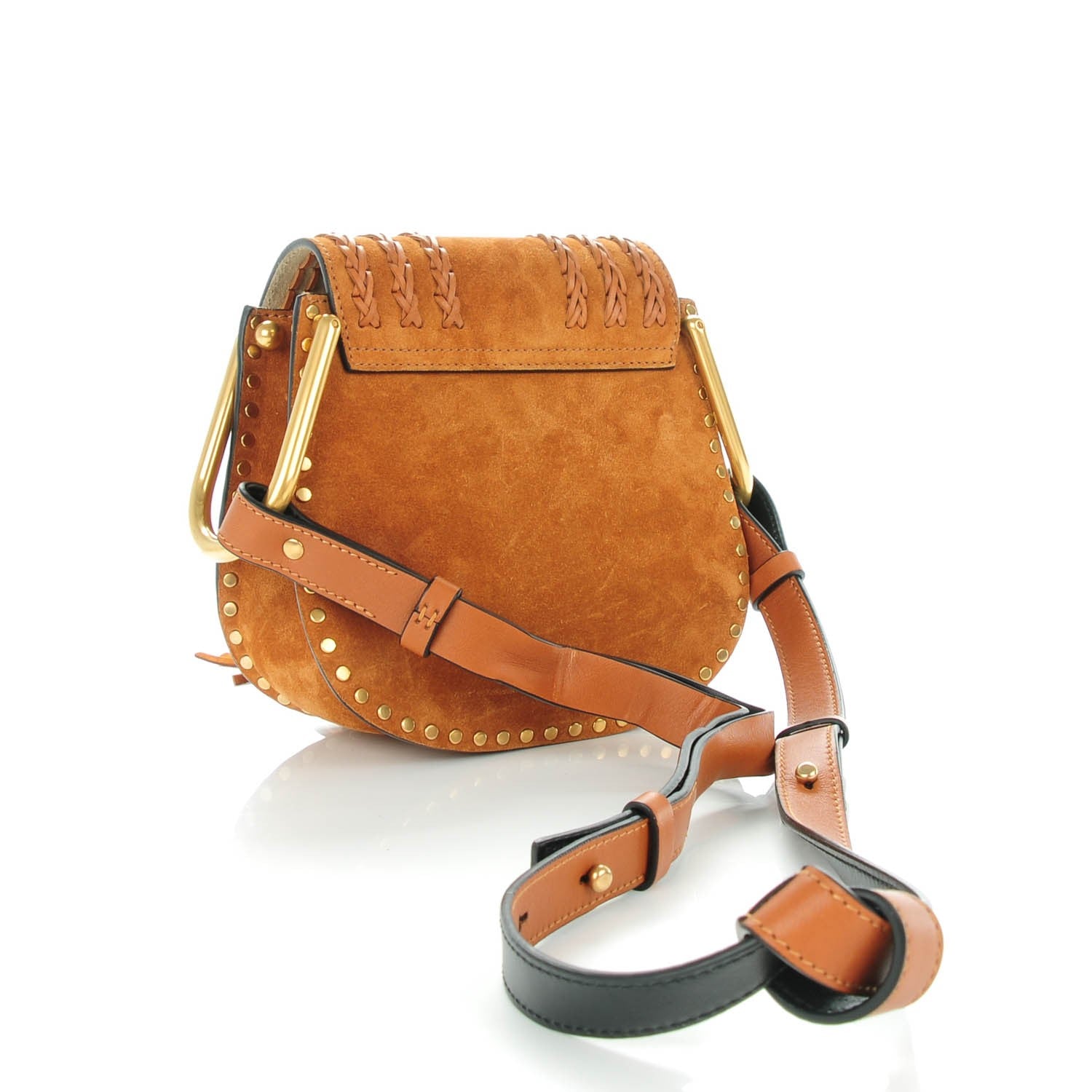 Chloe Suede Calfskin Braided Mini Hudson Shoulder Bag Caramel 3 of 7