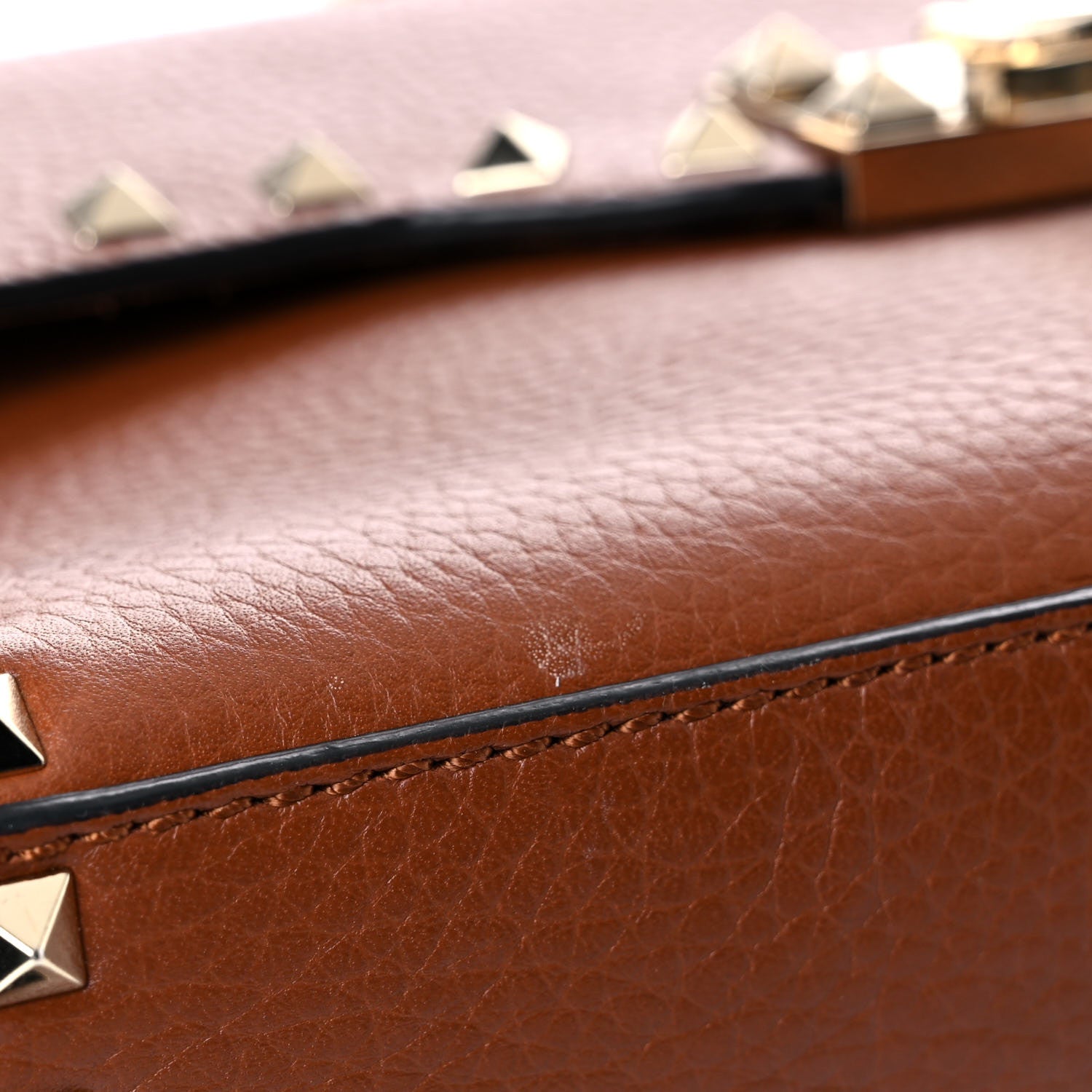 Valentino Garavani Pebbled Calfskin Medium Rockstud Flip Lock Crossbody Bag Saddle Brown 10 of 18