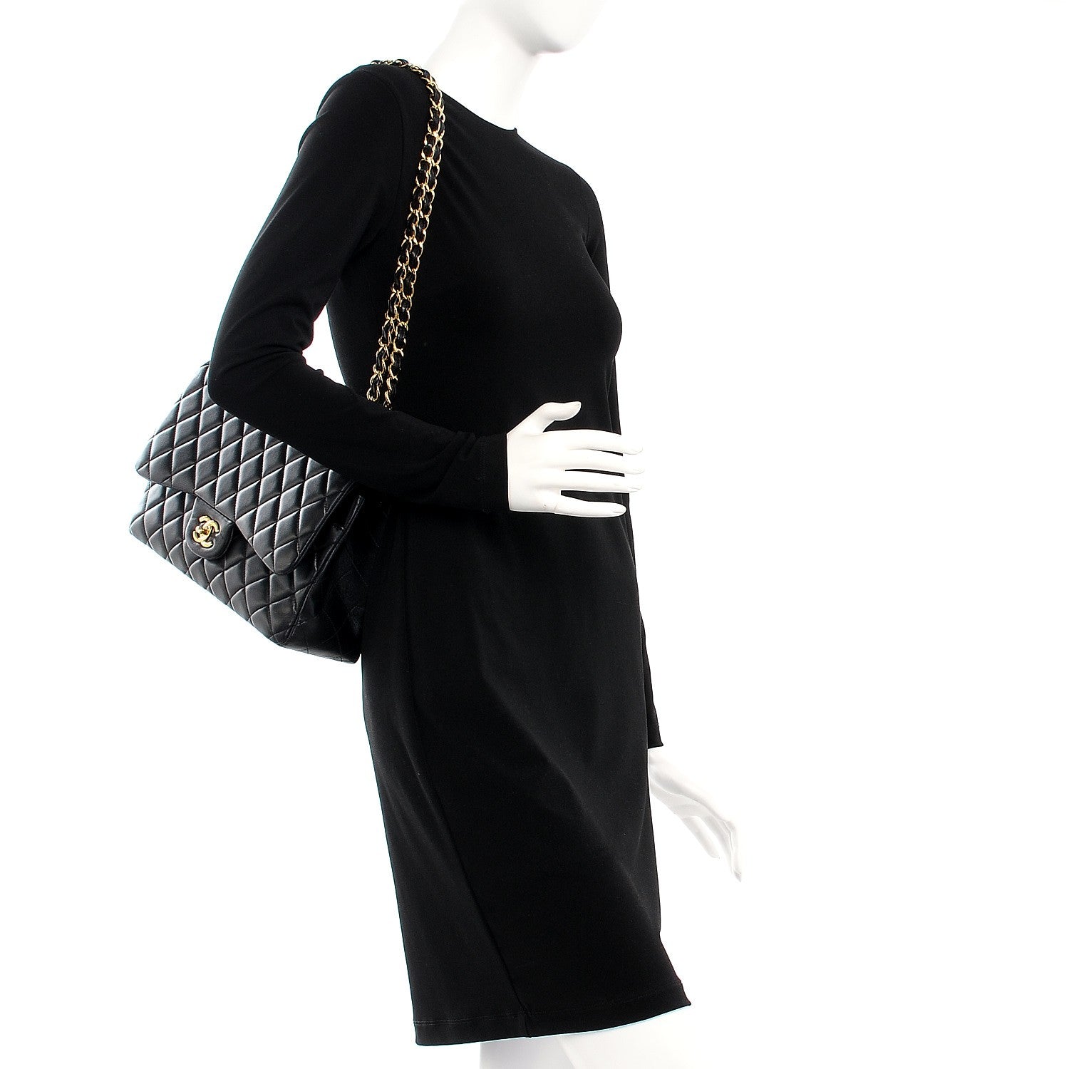 Chanel Lambskin Quilted Jumbo Double Flap Black 2 of 7
