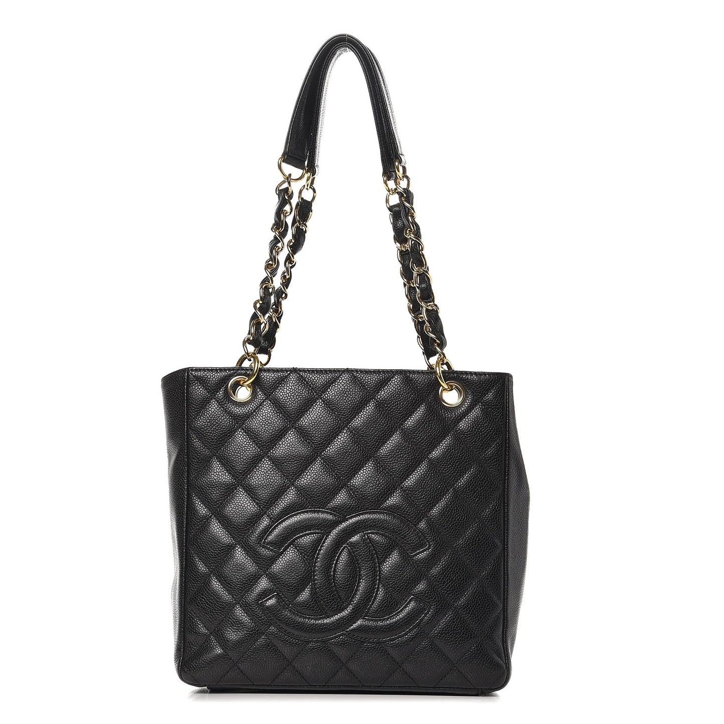 Caviar Quilted Petit Shopping Tote PST Black