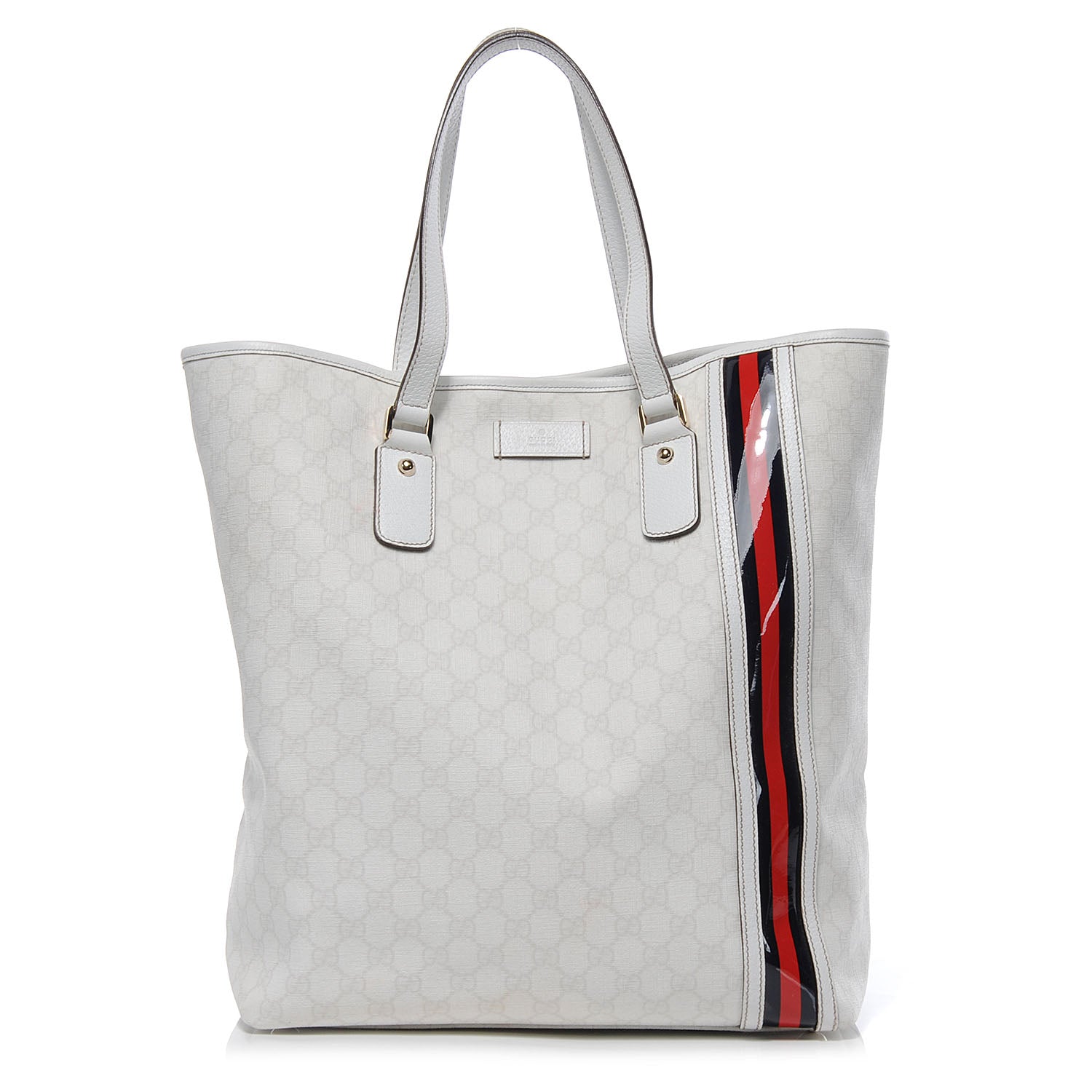 Gucci GG Plus Monogram Joy Shopper Stripe Tote White 1 of 8