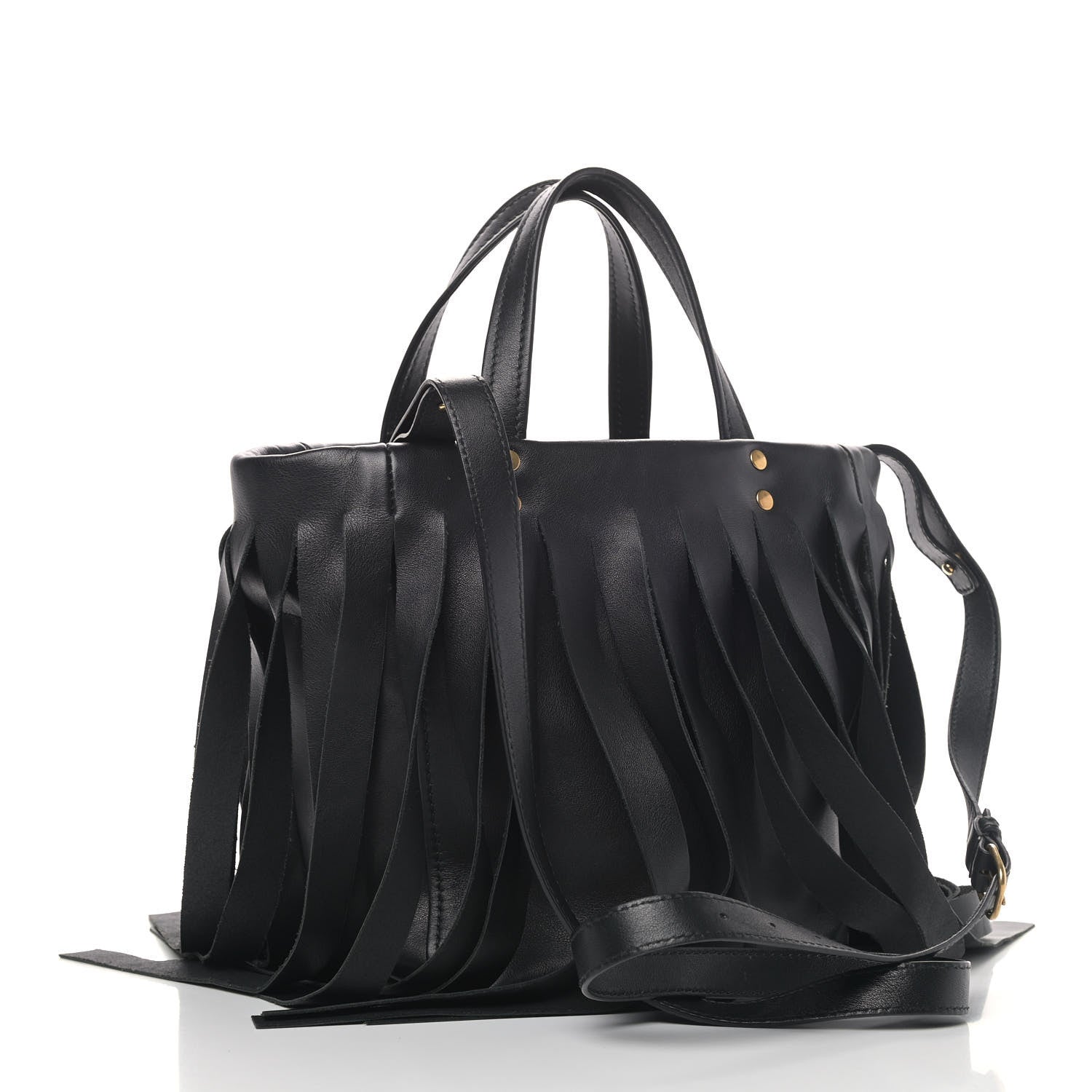 Balenciaga Calfskin XS Fringe Laundry Cabas Black 2 of 4