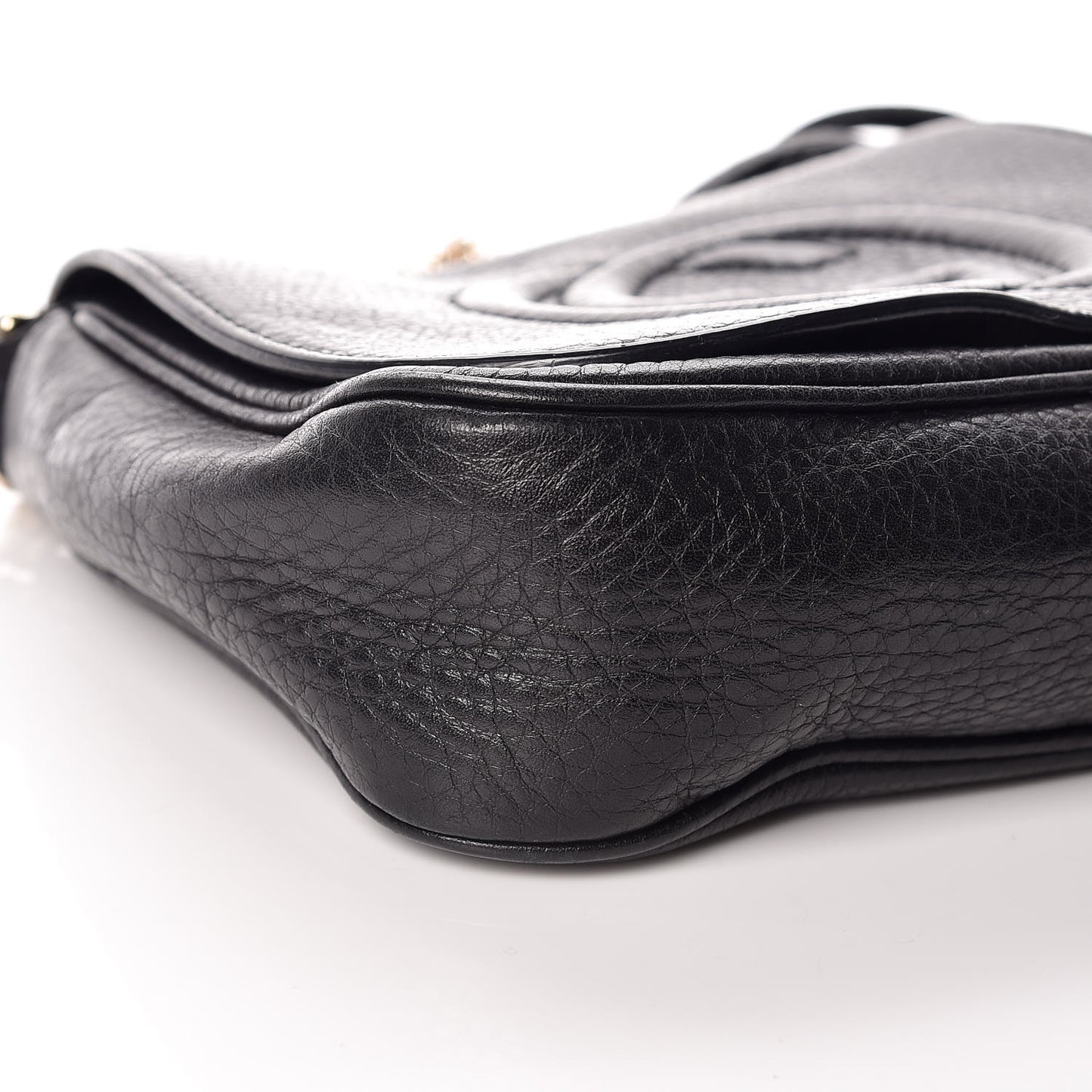 Pebbled Calfskin Small Soho Flap Crossbody Black