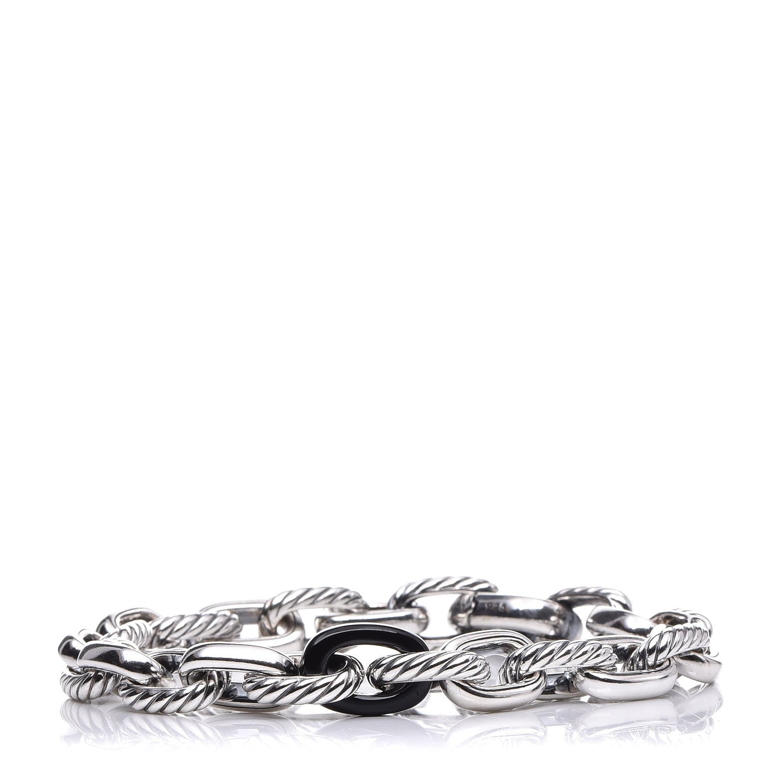 David Yurman Sterling Silver Black Ceramic Chain Link Bracelet 1 of 6