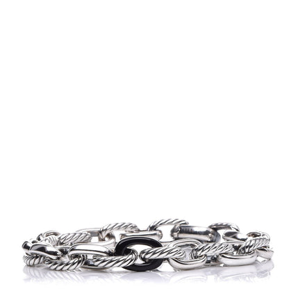 David Yurman Sterling Silver Black Ceramic Chain Link Bracelet 1 of 6