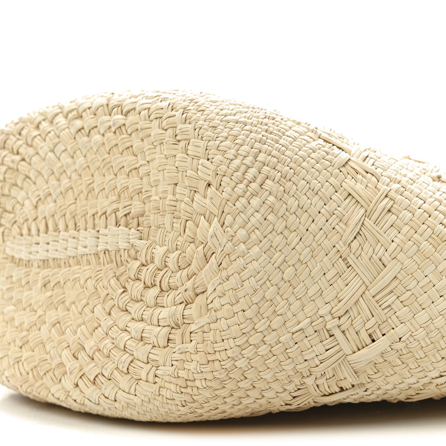 Calfskin Raffia Paulas Ibiza Medium Anagram Basket Tote Bag Natural Black