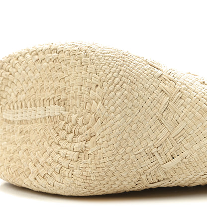 Loewe Calfskin Raffia Paulas Ibiza Medium Anagram Basket Tote Bag Natural Black 9 of 9