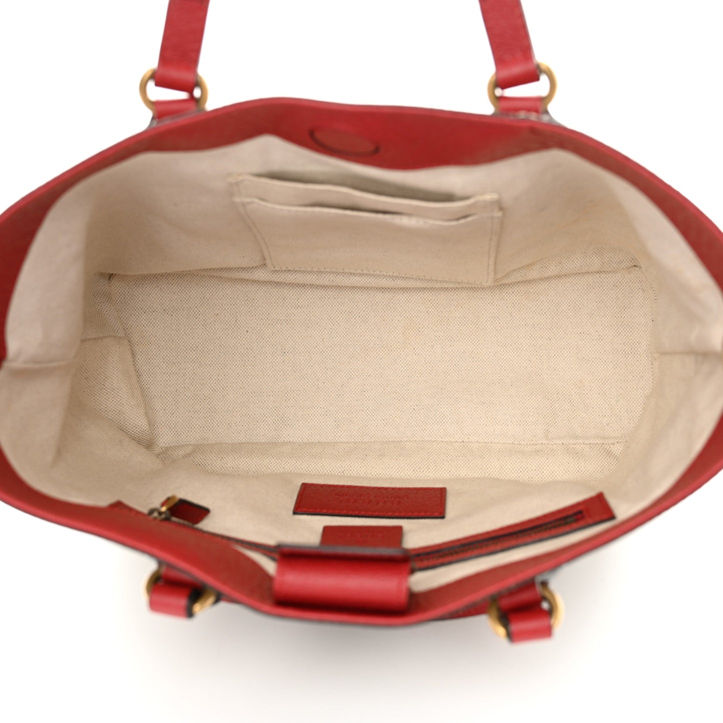 Soft GG Supreme Monogram Web Bosco Patch Small Crossbody Tote Beige Malva Hibiscus Red