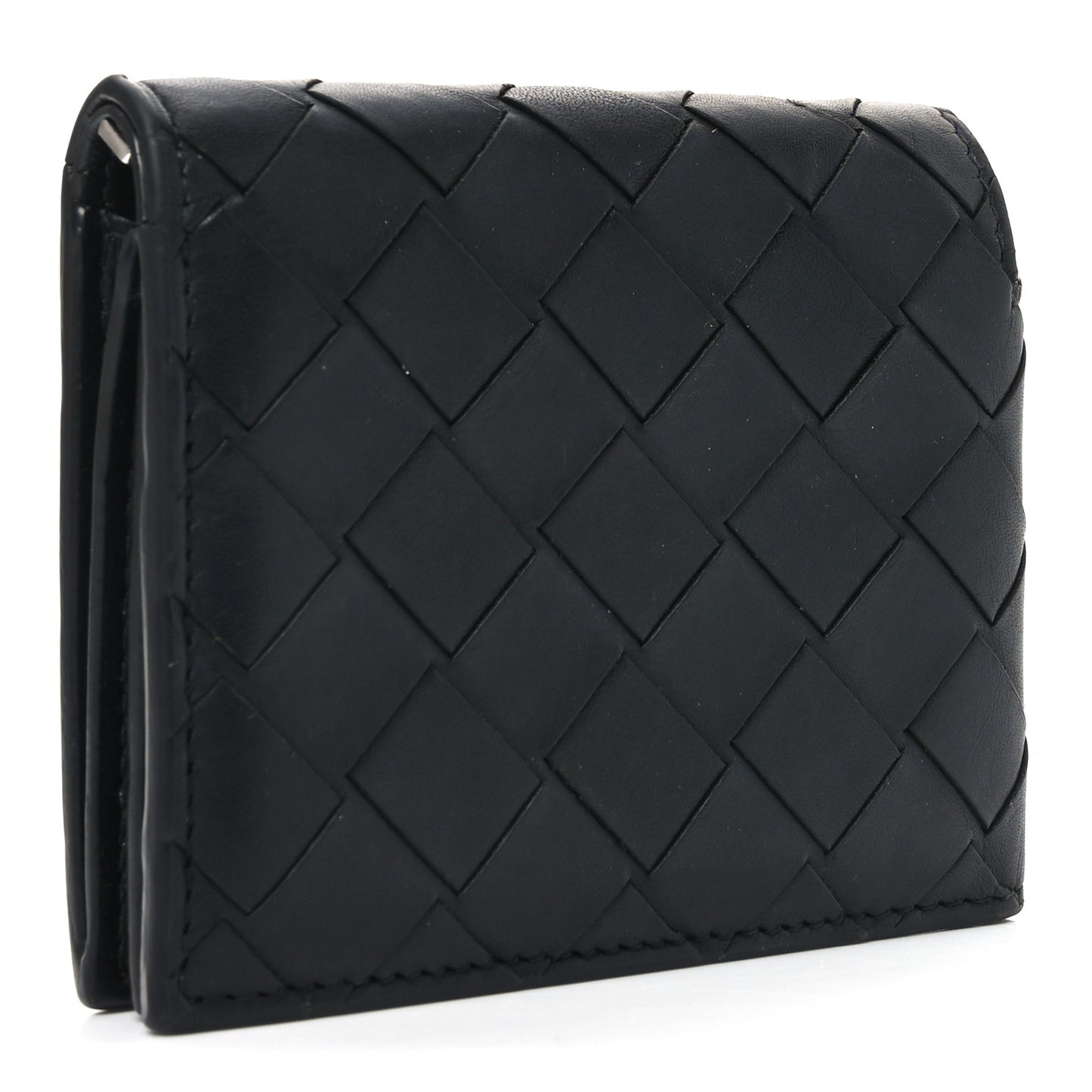 Nappa Maxi Intrecciato Tri-Fold Wallet Black