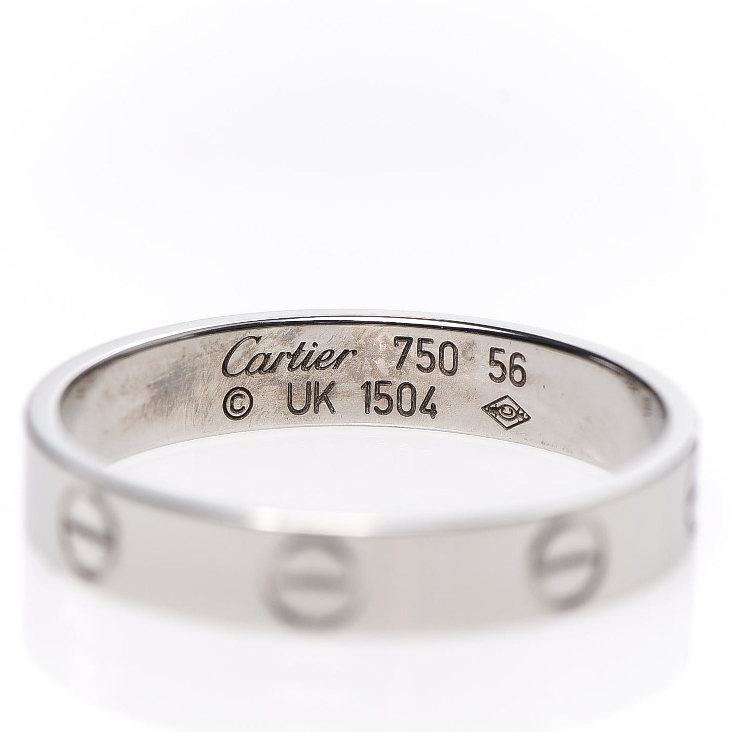 18K White Gold 3.5mm LOVE Wedding Band Ring 56 7.5