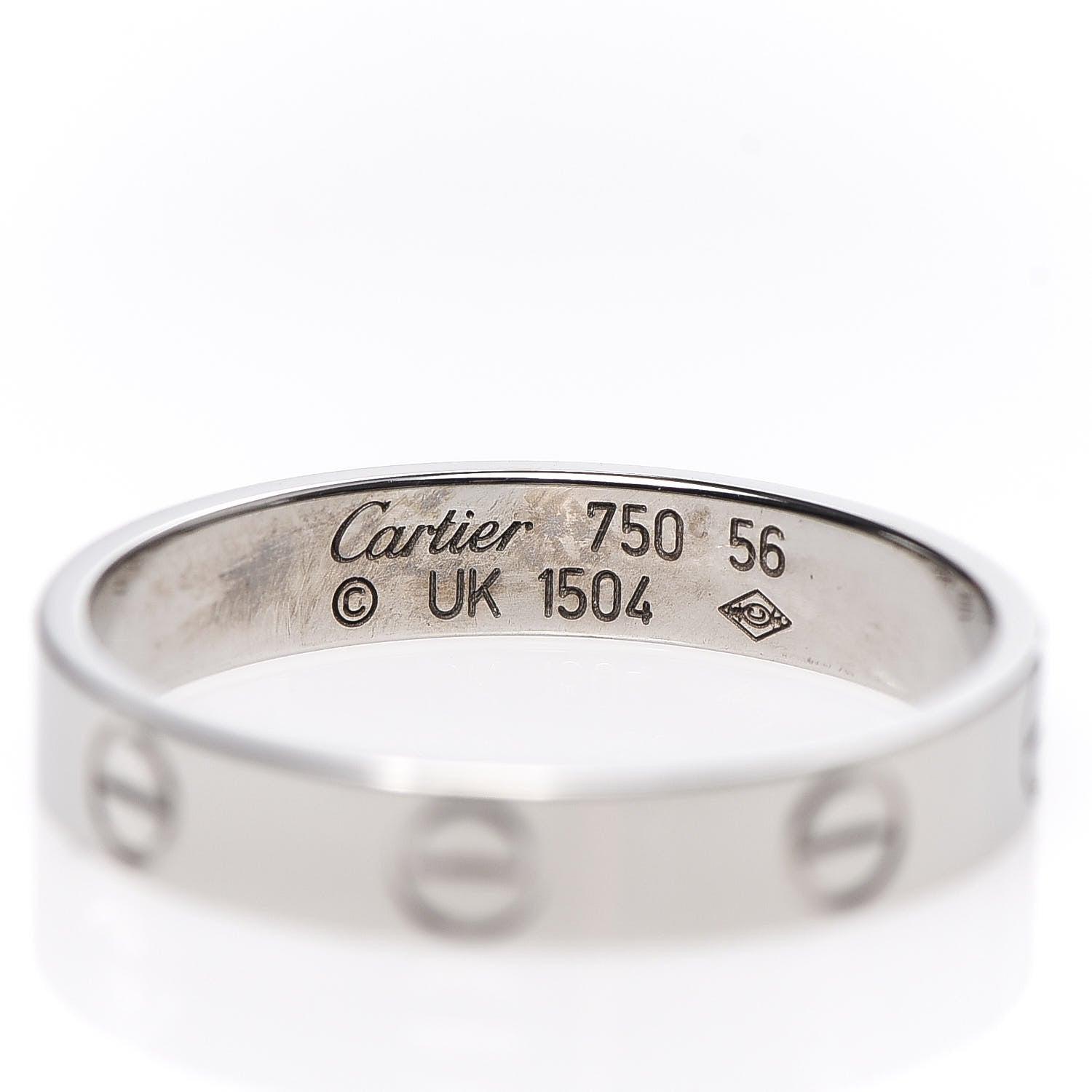 Cartier 18K White Gold 3.5mm LOVE Wedding Band Ring 56 7.5 4 of 4