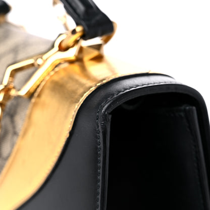 Gucci Nappa GG Supreme Monogram Medium Osiride Top Handle Bag Black Oro Vecchio Beige Ebony 15 of 20