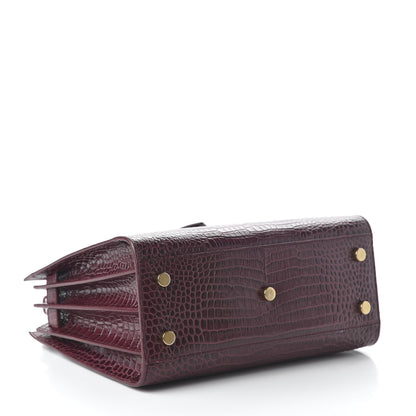 Saint Laurent Calfskin Crocodile Embossed Baby Sac De Jour Bordeaux 4 of 10