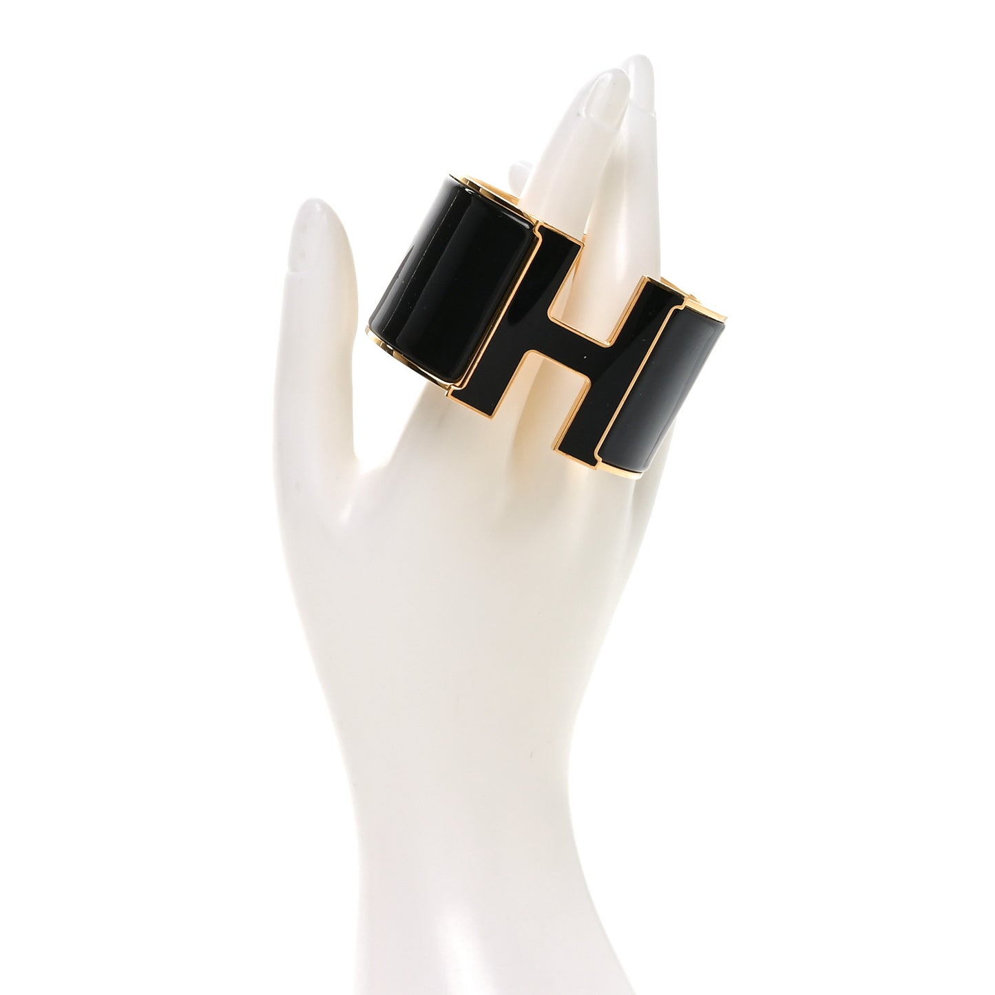 Enamel Extra Wide Clic Clac H Bracelet PM Black