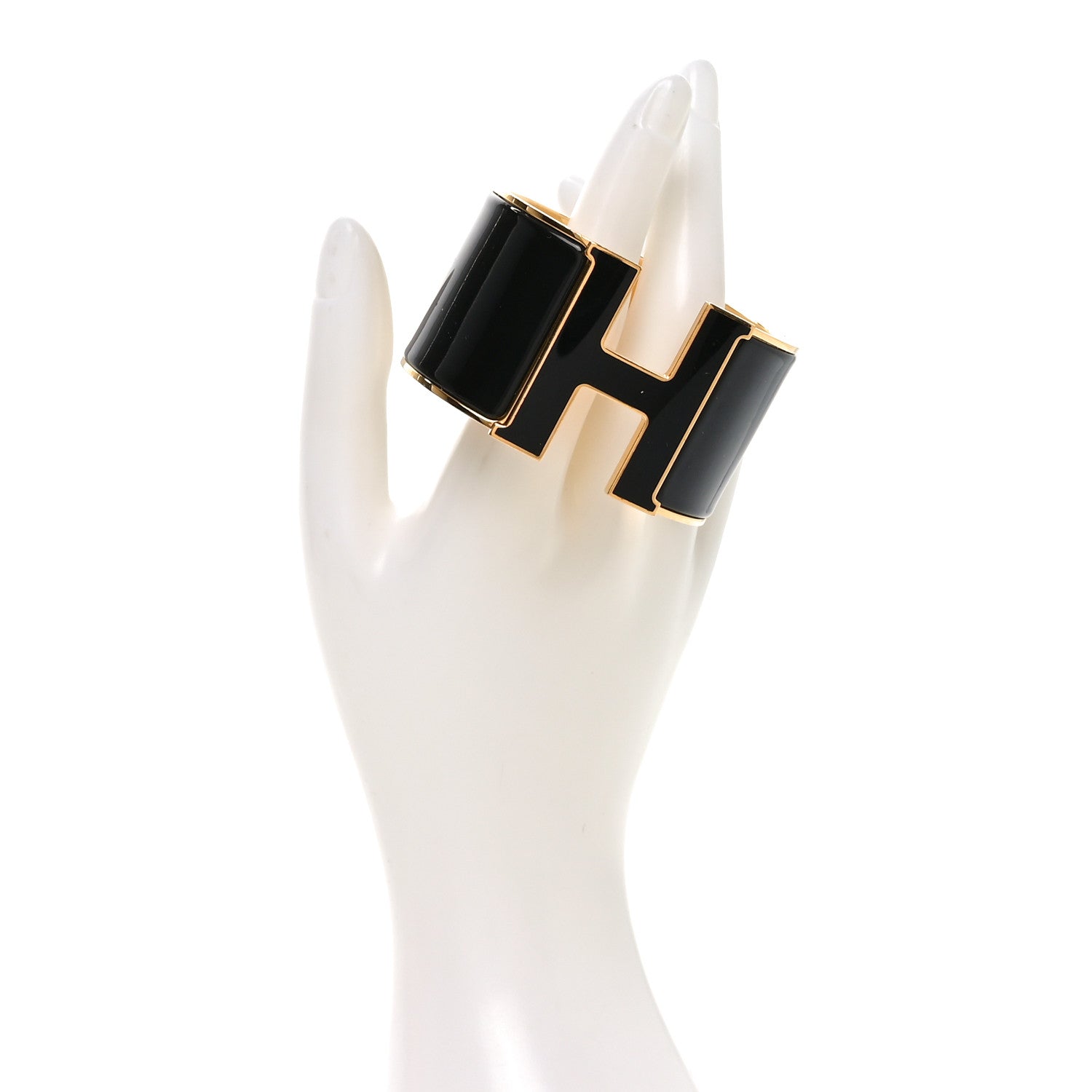 Hermes Enamel Extra Wide Clic Clac H Bracelet PM Black 2 of 4