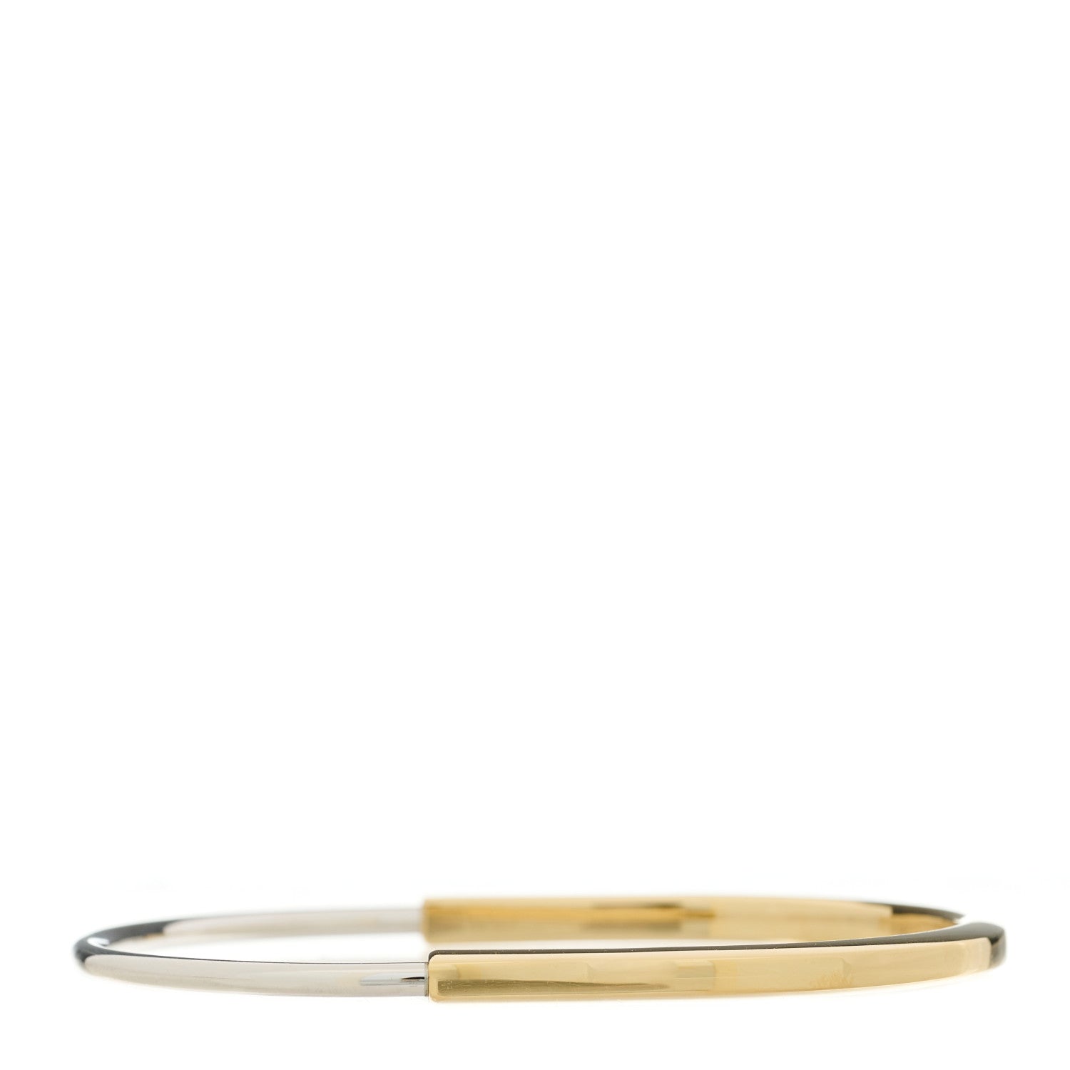 Tiffany 18K Yellow White Gold Lock Narrow Bangle Bracelet 3 of 6