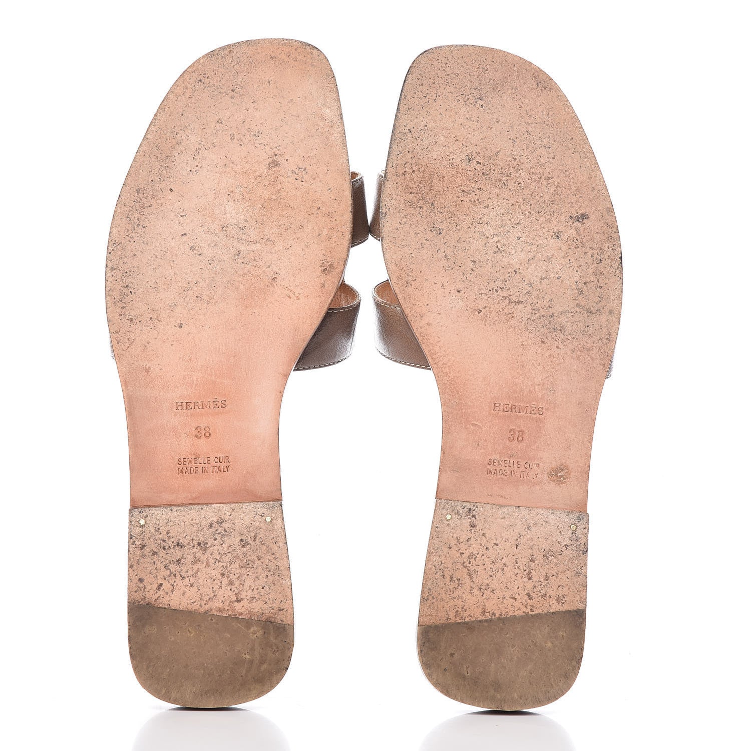 Hermes Box Calfskin Oran Sandals 38 Taupe 5 of 16