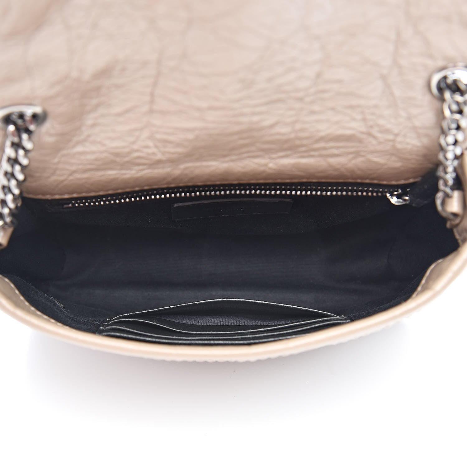 Saint Laurent Crinkled Calfskin Matelasse Monogram Niki Chain Wallet Dusty Grey 5 of 10