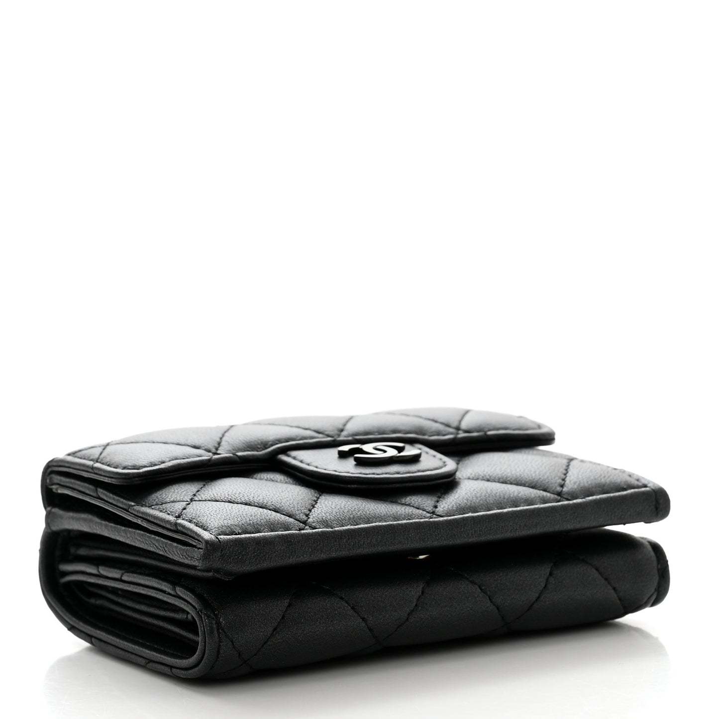 Lambskin Quilted Double Flap Wallet So Black