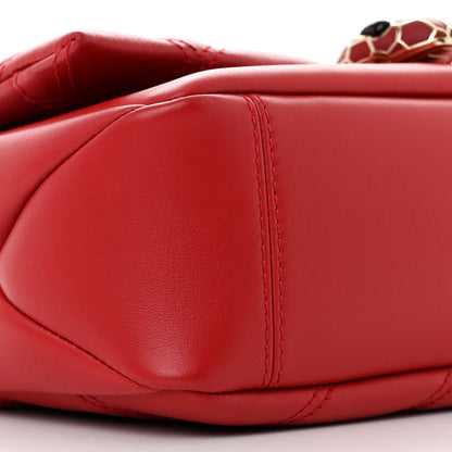Bulgari Calfskin Matelasse Small Serpenti Cabochon Shoulder Bag Red 9 of 11