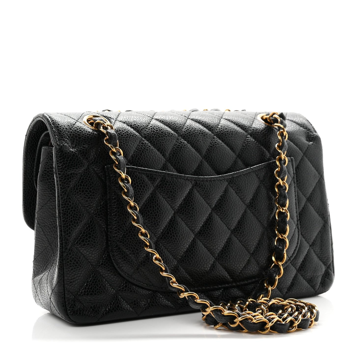 Caviar Quilted Small Double Flap Black