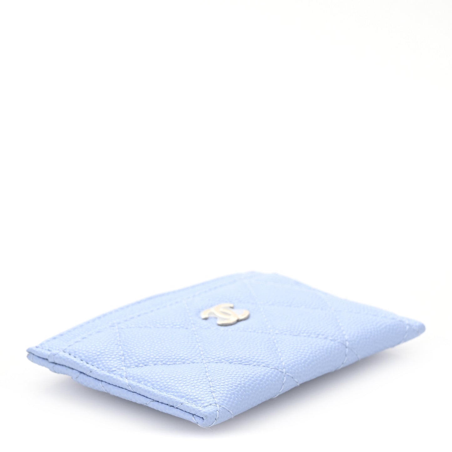 Caviar Quilted Card Holder Light Blue