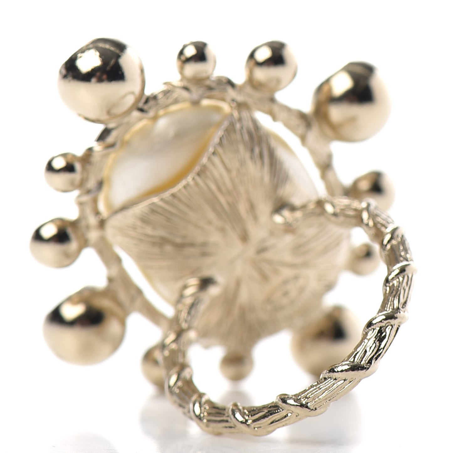 Pearl Crystal CC Ring 6 Gold Pearly White