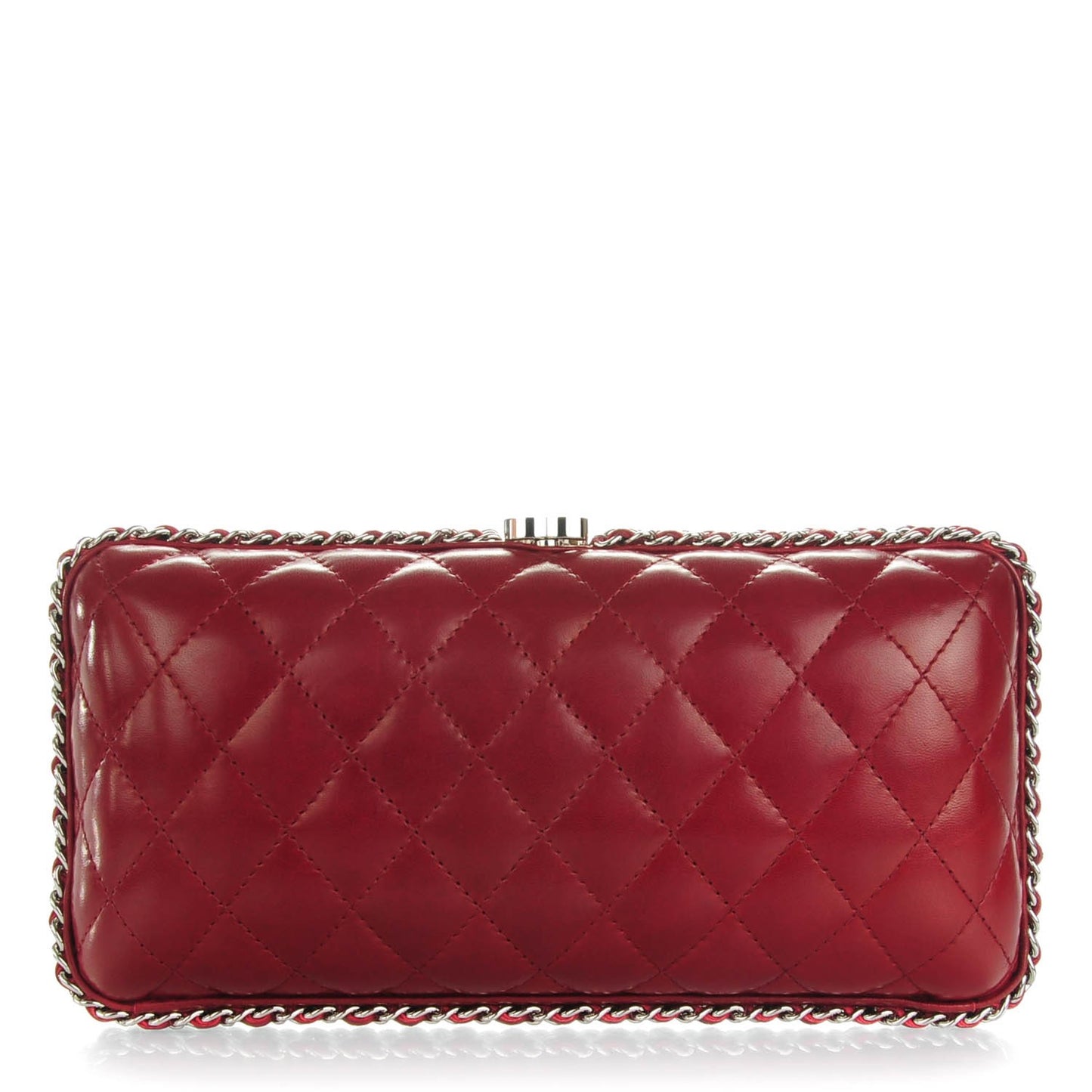 Lambskin Quilted Chain Around Clutch Red