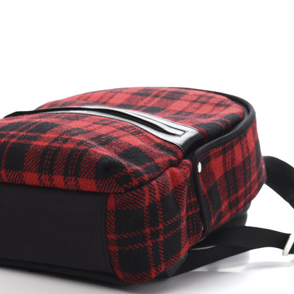 Saint Laurent Wool Tartan City Backpack Red Black 6 of 10