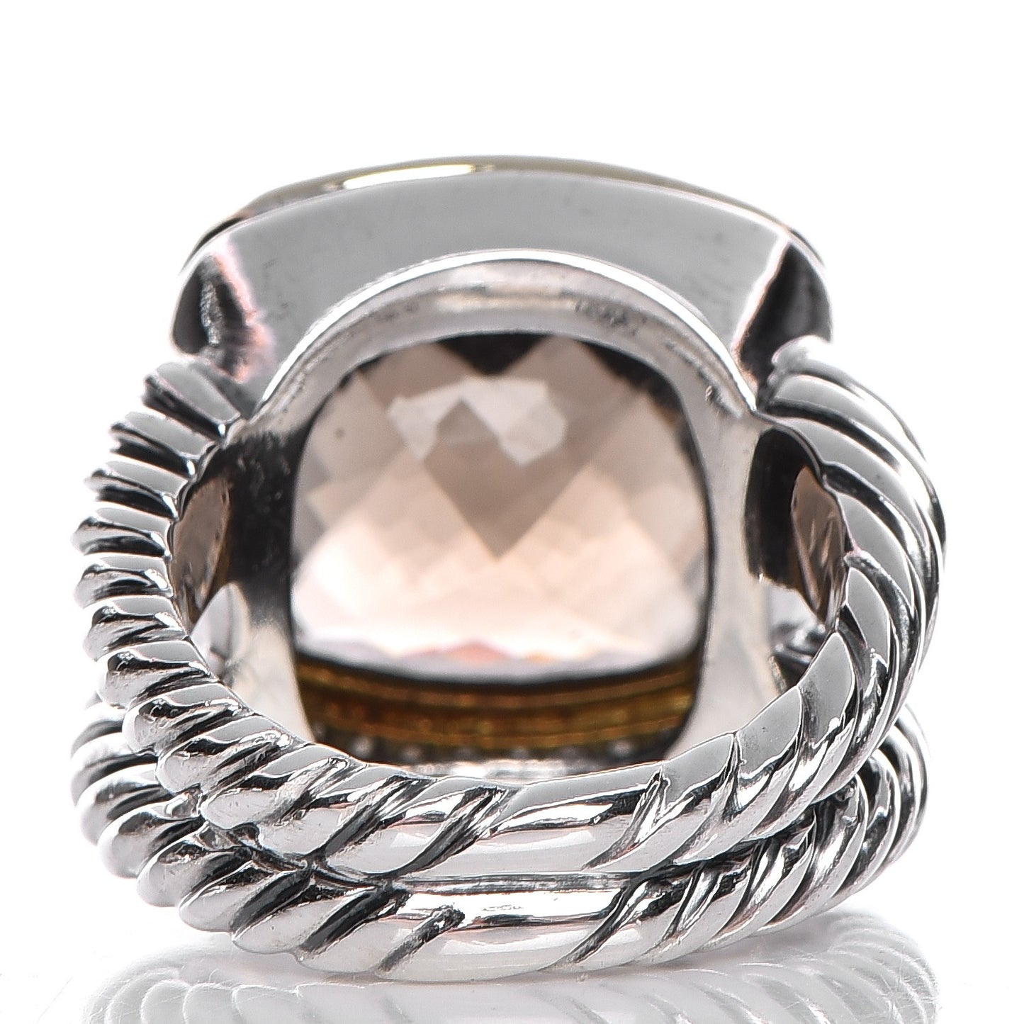 Sterling Silver 18K Yellow Gold Diamond Smoky Quartz 14mm Albion Ring 52 6