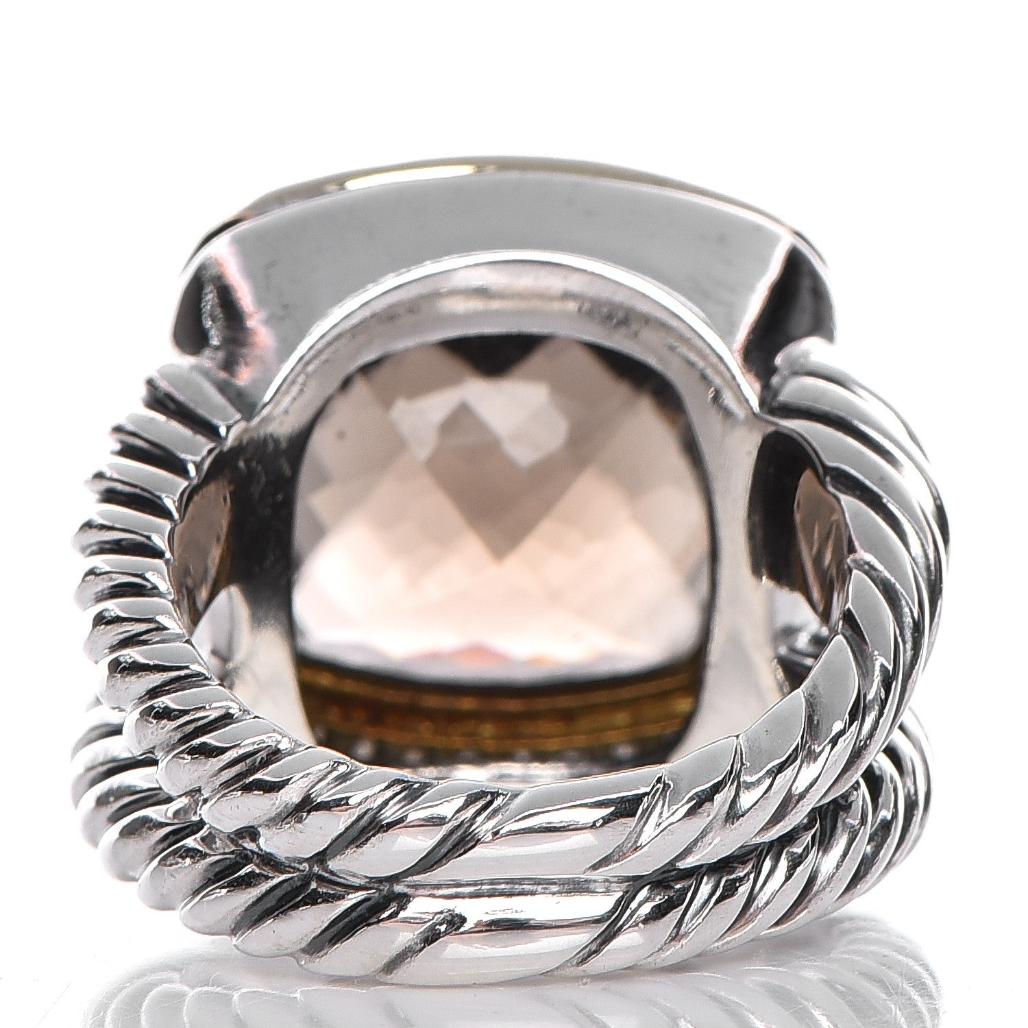 David Yurman Sterling Silver 18K Yellow Gold Diamond Smoky Quartz 14mm Albion Ring 52 6 4 of 7