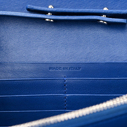 Saint Laurent Calfskin Crocodile Embossed Monogram Chain Wallet Royal Blue 7 of 13