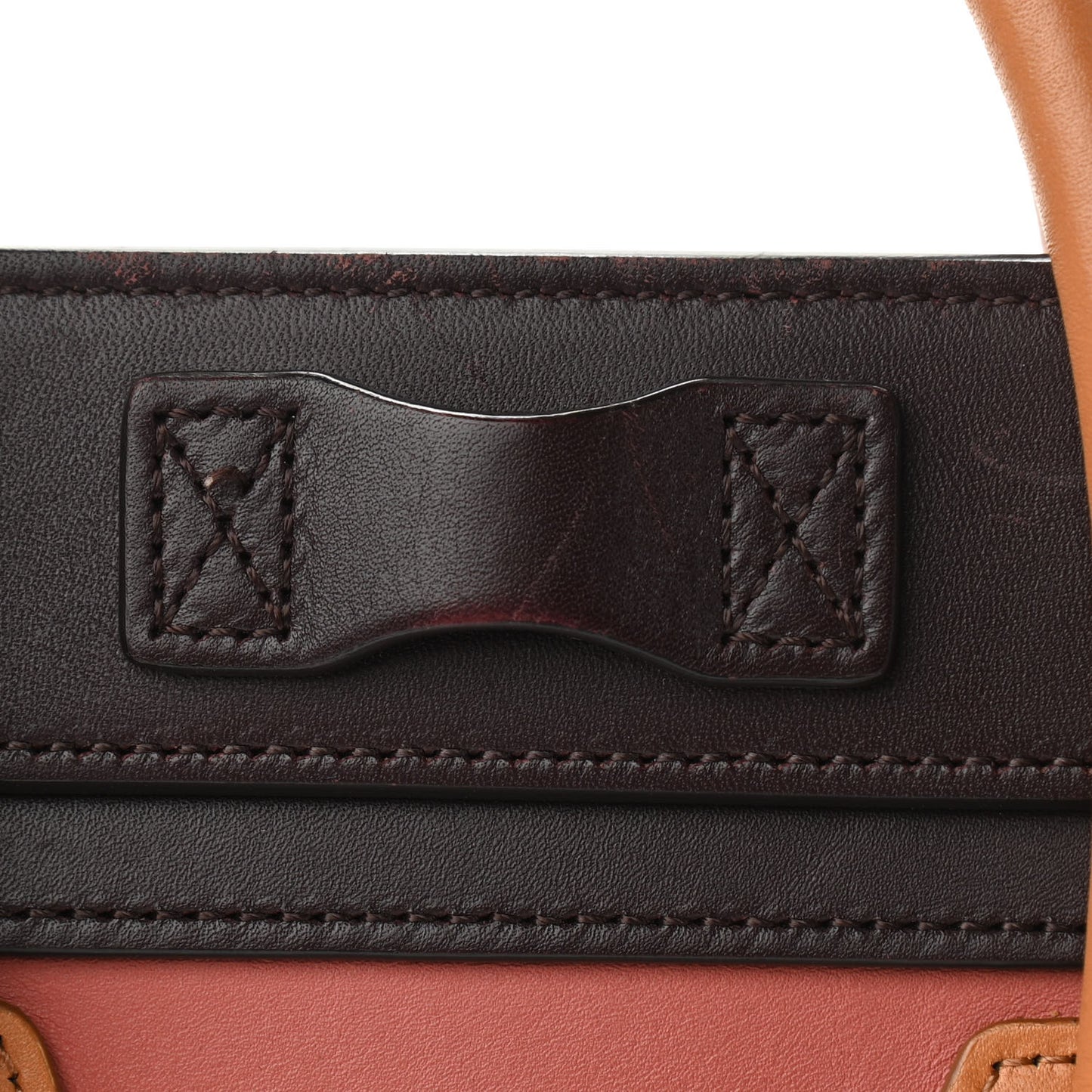 Smooth Calfskin Bullhide Nano Tri-Color Luggage Terracotta