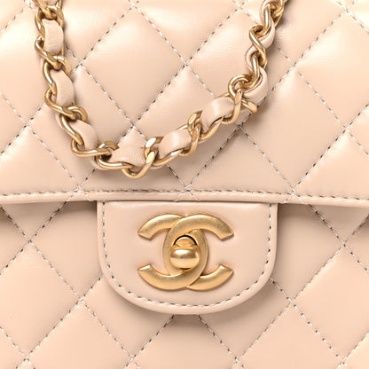 Chanel Lambskin Quilted Small Flap Top Handle Bag Beige 7 of 11