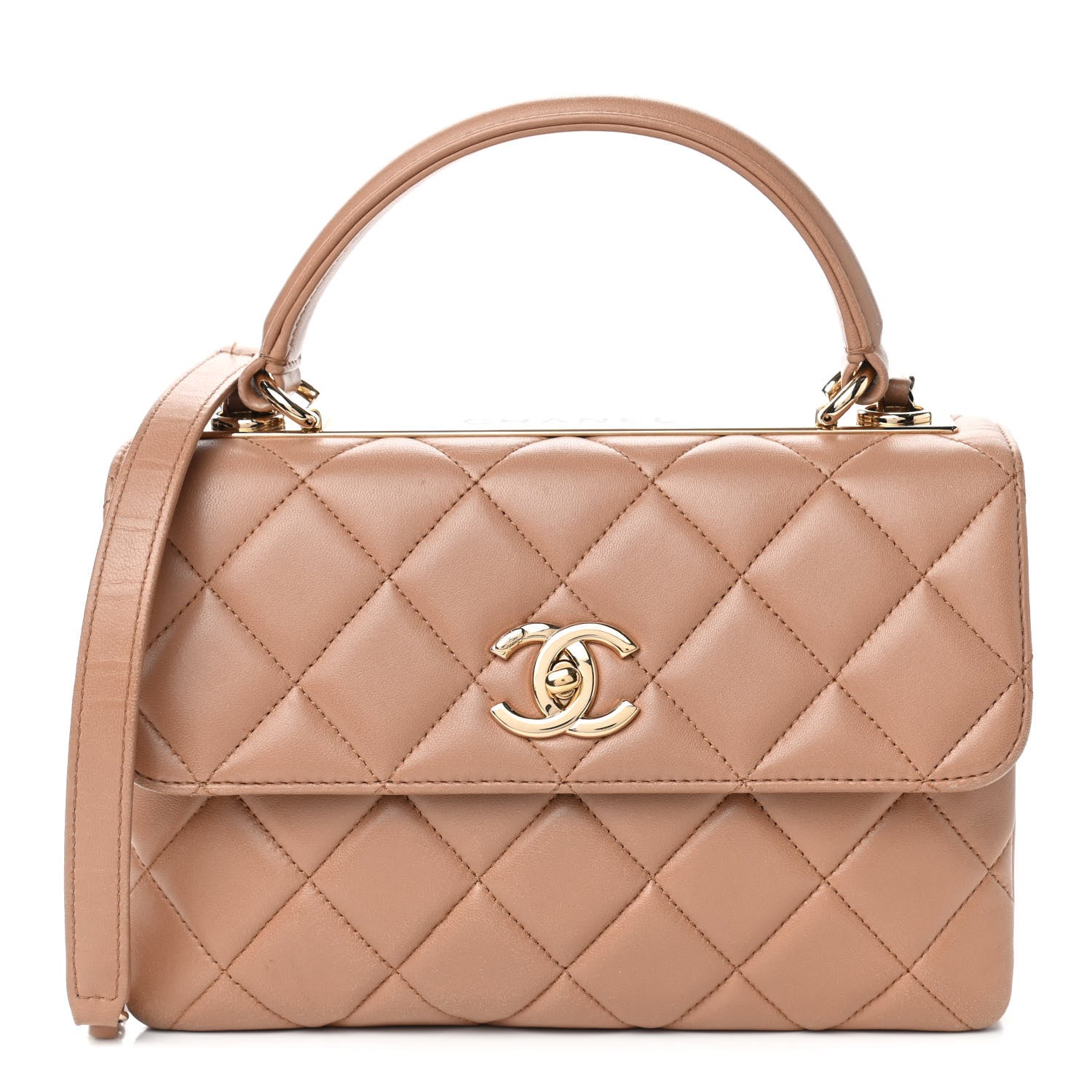 Chanel Lambskin Quilted Small Trendy CC Flap Dual Handle Bag Camel 1 of 4